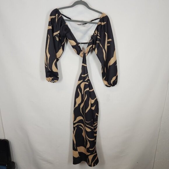 ASOS DESIGN cut out bardot body-conscious midi dress in print Size US 10 - Picture 4 of 7